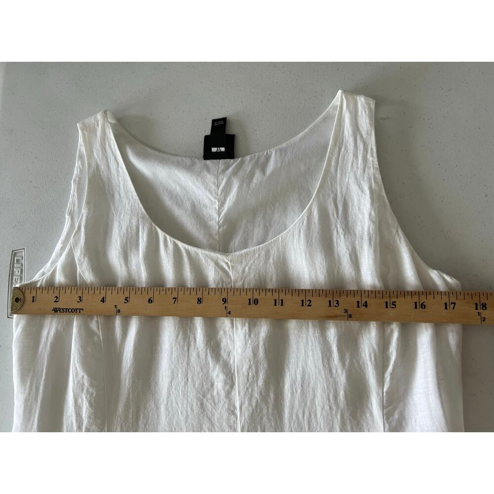 Eileen Fisher Irish Linen Swiss Dot Sleeveless Dress White A-Line Midi PS *Flaws - Picture 4 of 13